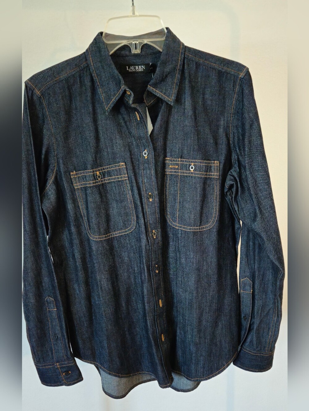 Lauren Ralph Lauren Indigo Denim Button-Front Shirt, NWT, Size Medium